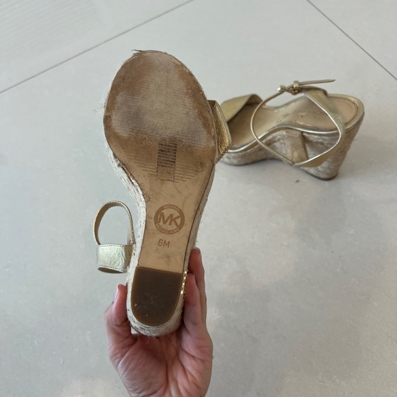 Michael Kors Metallic Gold Wedge Sandals - Picture 11 of 11